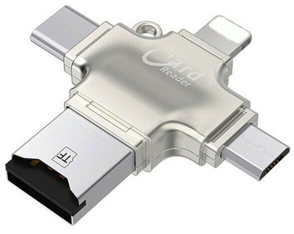 Card Reader iUni iDragon 4 in 1 Lightning, MicroUSB, Type-C si USB, pentru iPhone, iPad, iPod